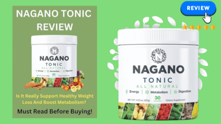 Serene Japanese landscape with cherry blossoms and flowing stream. Nagano Tonic Review.